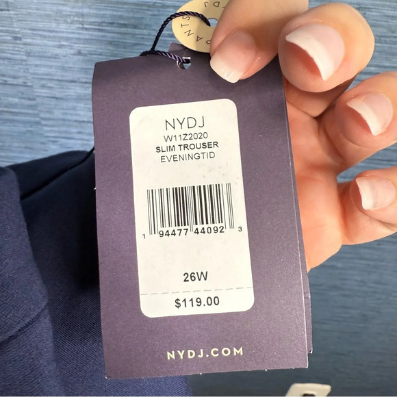 NYDJ slim trouser Navy Blue 26w NWT - Picture 9 of 9